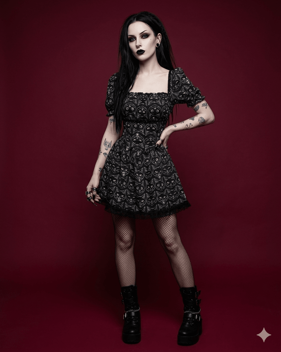 Moon Cat Corset Dress - Theblackfeline