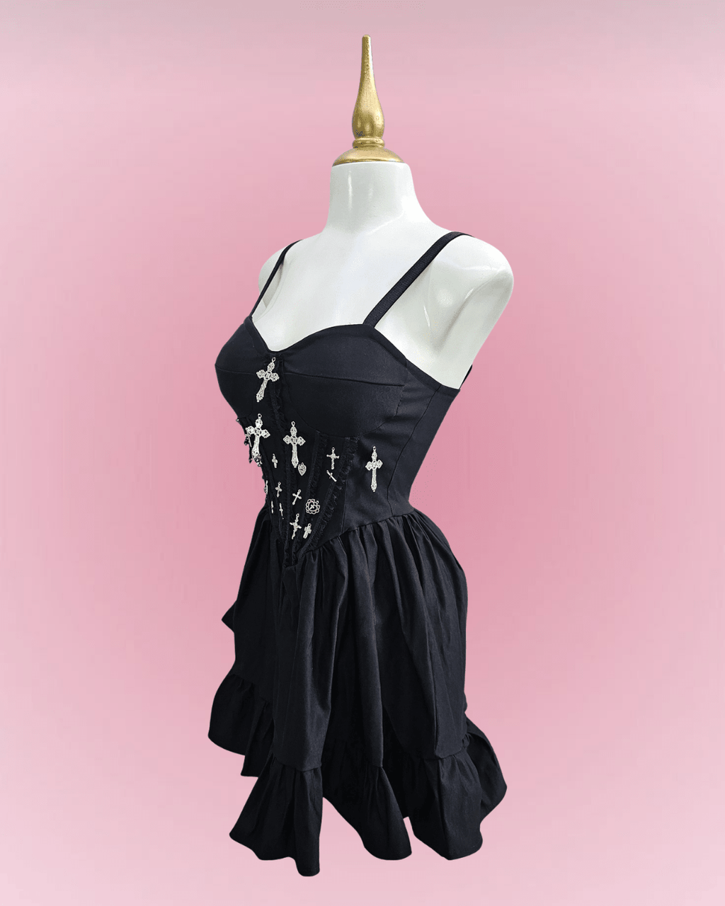 Sinner Cross Corset Dress - Theblackfeline