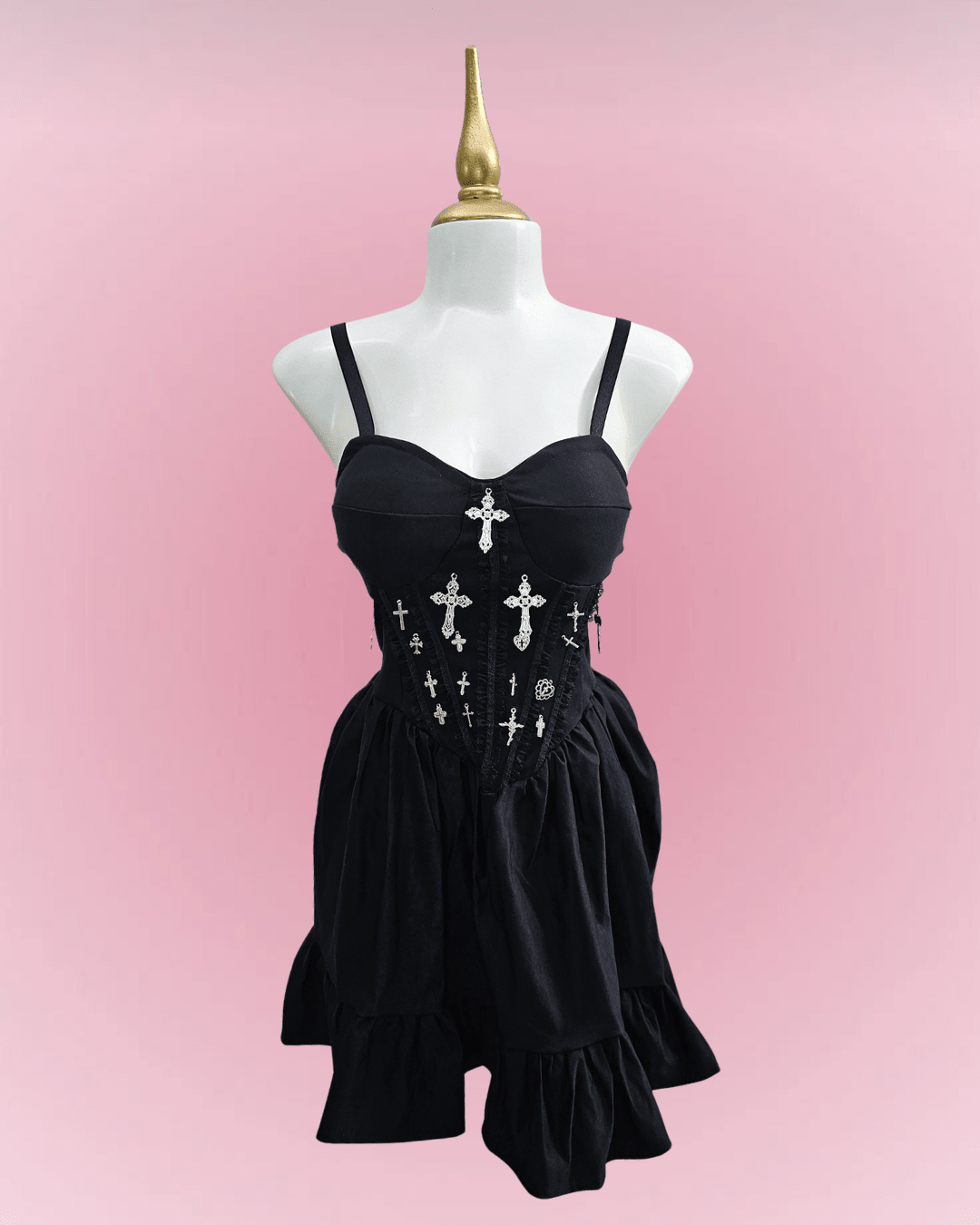 Sinner Cross Corset Dress - Theblackfeline